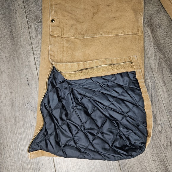 Carhartt Youth Duck Bib Overalls Insulated Double Knee Brown Tan Utility 14 Line - Picture 2 of 14